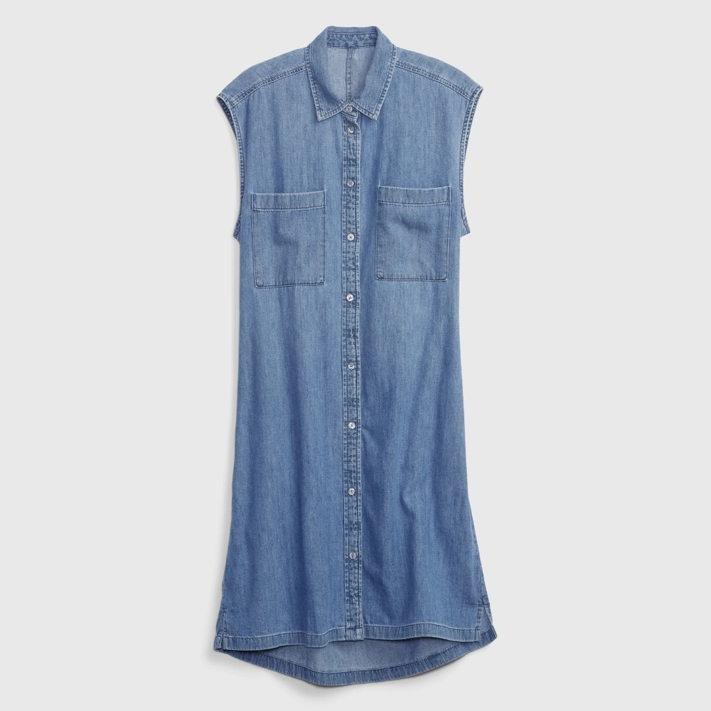 Denim Utility Sleeveless Shirtdress